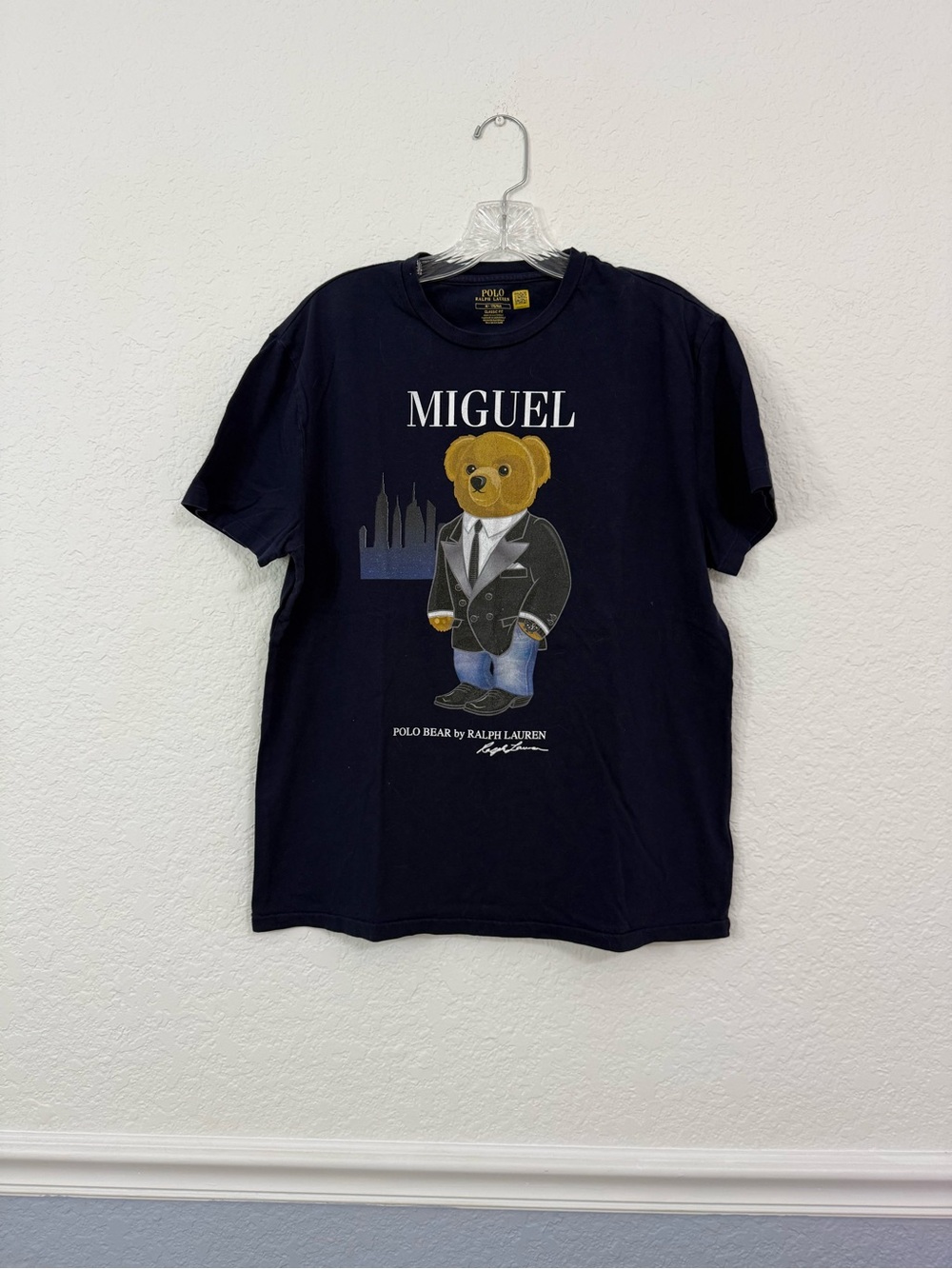 POLO Ralph Lauren Men’s Navy Tee with Yellow Bear Graphic